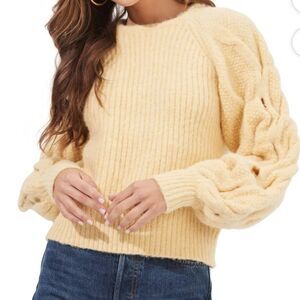 Ladies‎ ASTR the Label Lizette Ballon Sleeve Sweater Yellow Size Large